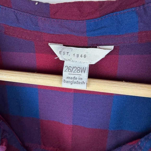 Cato Est 1946 Plaid Button Up Shirt Size 26/28W Lightweight Grunge Relaxed Fall - Picture 5 of 9